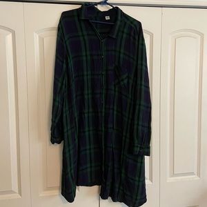 Old Navy green and navy blue plaid dress womens